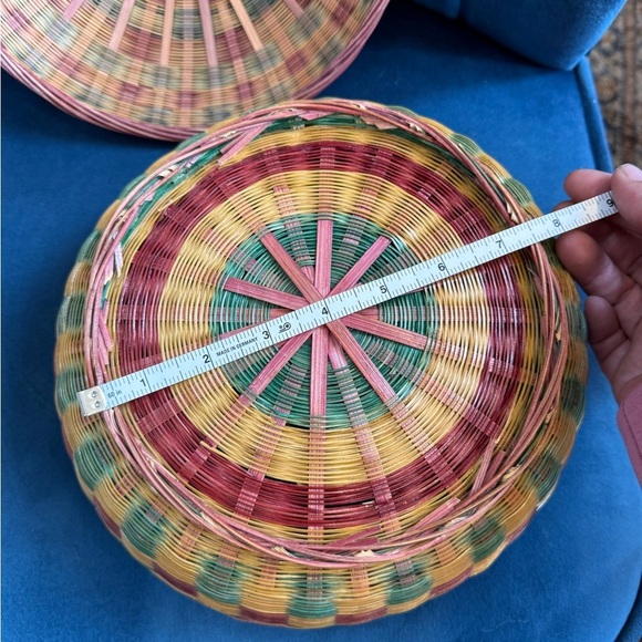 Vintage Sewing Collectible  two- piece woven basket 9in at opening of basket - Picture 6 of 7